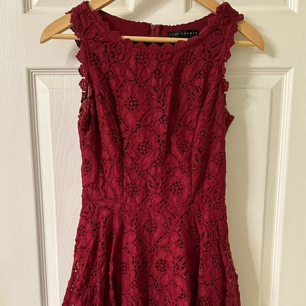 City Studio, Cranberry lace party dress, size 5